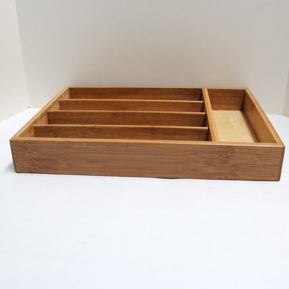 Bed Bath & Beyond 14" Bamboo Drawer Utensil Organizer Flatware Cutlery Tray - Picture 5 of 15